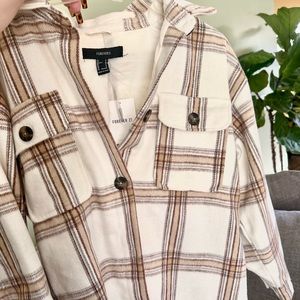 Cream Plaid Shacket